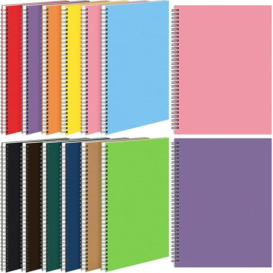 Leelosp 12 Pcs Small Spiral Notebook Lined Spiral Journal College Ruled Notebook Wire Bound Kraft Cover, 120 Pages for Work (Multicolor,8.5 x 11 Inch)