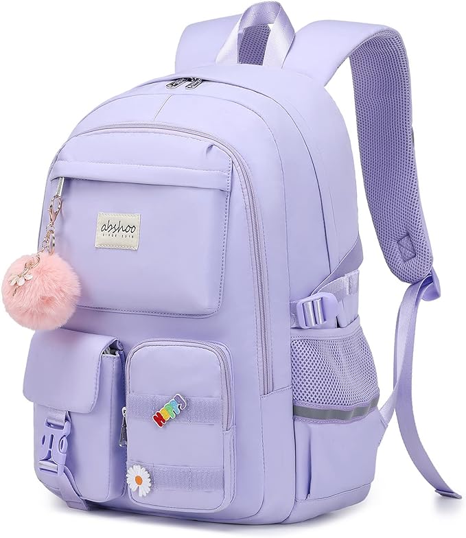 abshoo Big Student Laptop Backpack For College Women Middle High School Teen Girls Bookbag Travel Daypack (Purple)