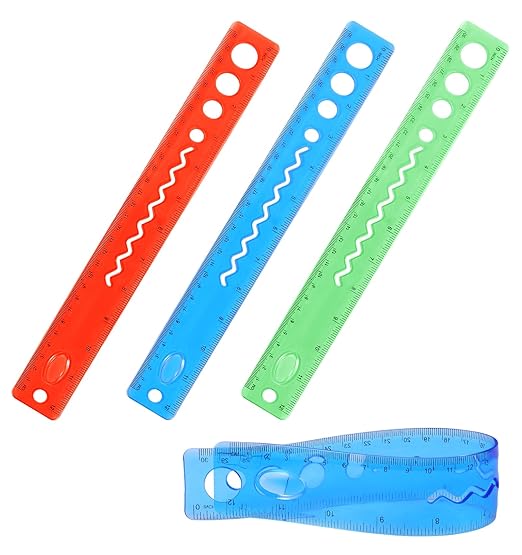 3 Pcs Flexible Rulers, 12 Inch Bendable Soft Plastic Rulers with Inches & Centimeters, Shatterproof Measuring Rulers for School Classroom Home Office, Colorful Supplies (Red Blue Green)