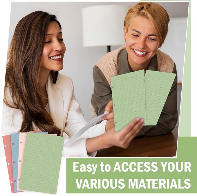 200 Sheets 5.5 X 8.5 Inch Half Letter 3 Hole Notebook Dot Grid Paper Loose Leaf Paper for Mini Binder Colored Dotted Graph Paper Bulk Dotted Paper Refills for Planner Inserts for School Office