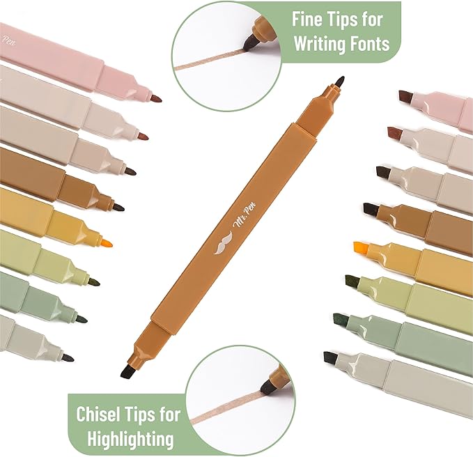Mr. Pen- Dual Tip Aesthetic Highlighters, 8 pcs, Chisel & Fine Tip, Cute Highlighters Assorted Colors for Journaling, Highlighting, Underlining, Fast Dry, Back to School Supplies