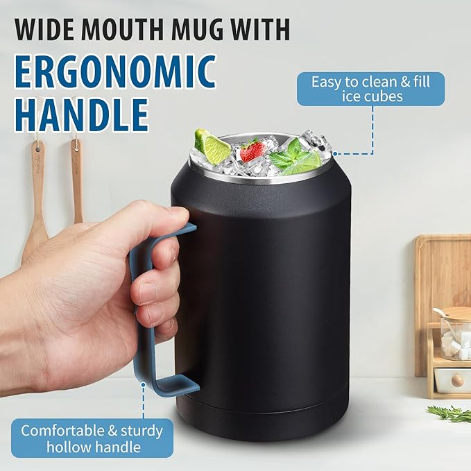 32 oz Insulated Coffee Mug Tumbler - w/ Handle, 2-in-1 Straw & Chug Lid, Silicone Boot, Double Wall Vacuum Insulated Tumblers Cups 32oz, Leak Proof Stainless Steel Water Bottle Work Home Travel Mugs