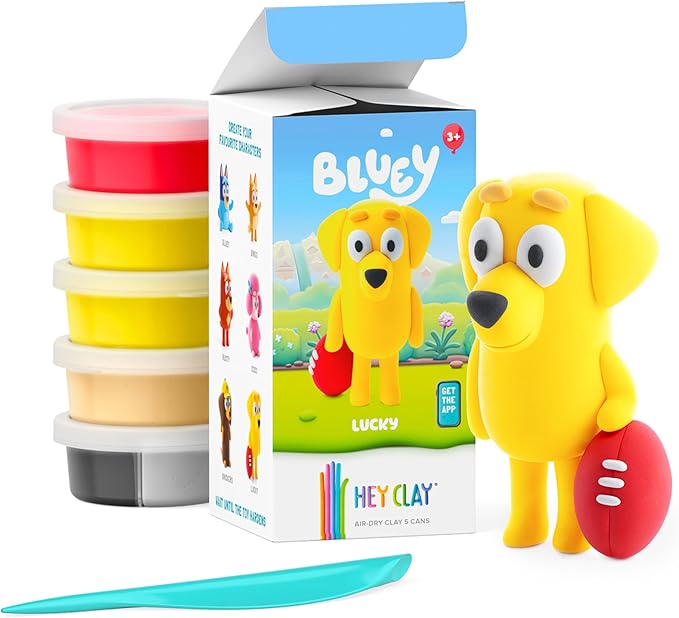 HEY CLAY Bluey & Friends - Air-Drying Clay for Kids - Arts and Crafts Creative Modeling Clay Kit Children Ages 4-8 (Lucky)
