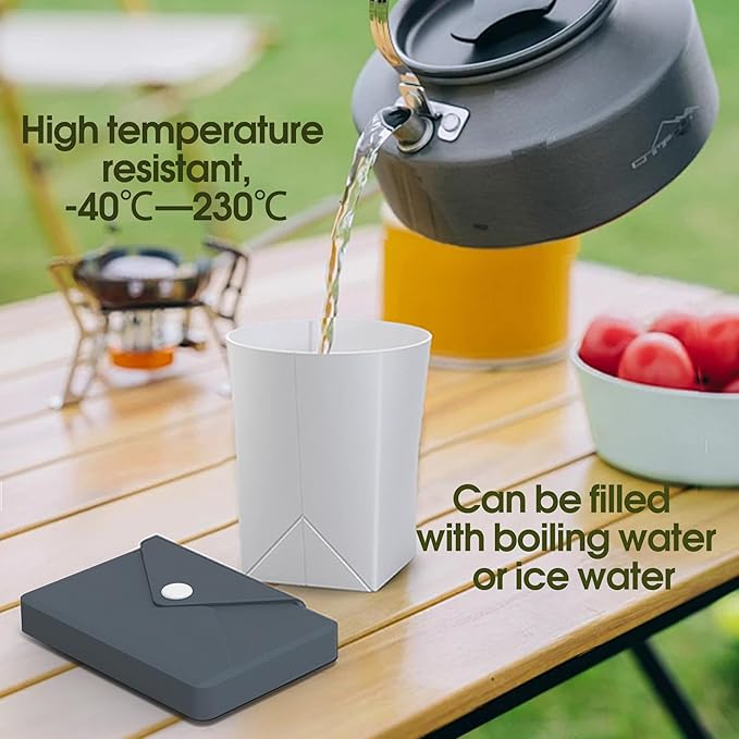 Silicone Collapsible Cup, Portable Foldable Travel Cup with Compact Storage Case, Reusable Drinking Cup for Camping, Hiking, Outdoor & Daily Use (Coffee)