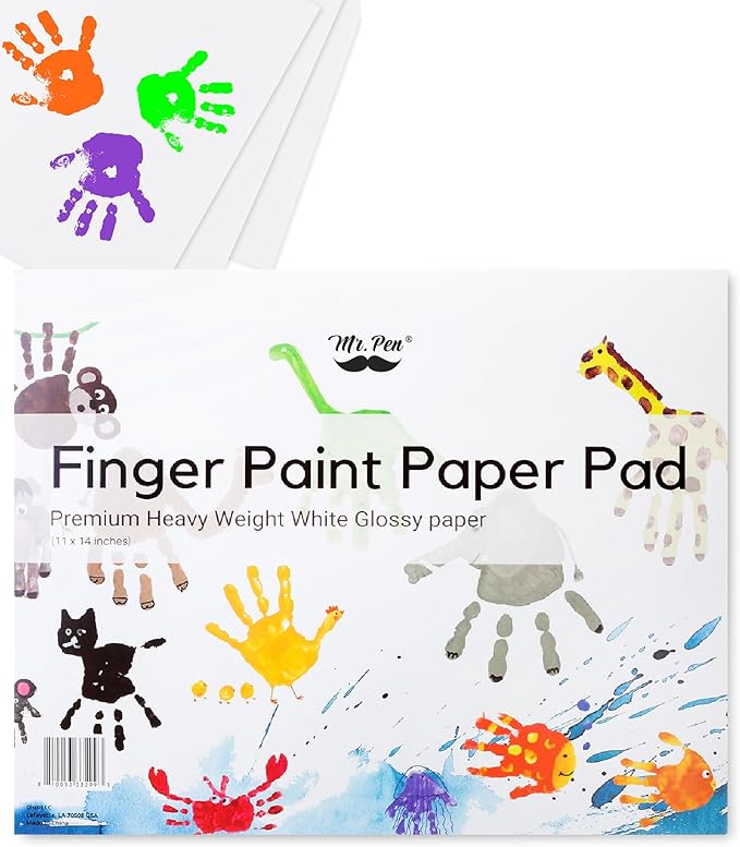 Mr. Pen- Finger Paint Paper Pad for Kids, 11 x 14 Inches, 22 Sheets, Premium Heavyweight White Glossy Paper, Art Paper for Vibrant Finger Painting and Craft Projects
