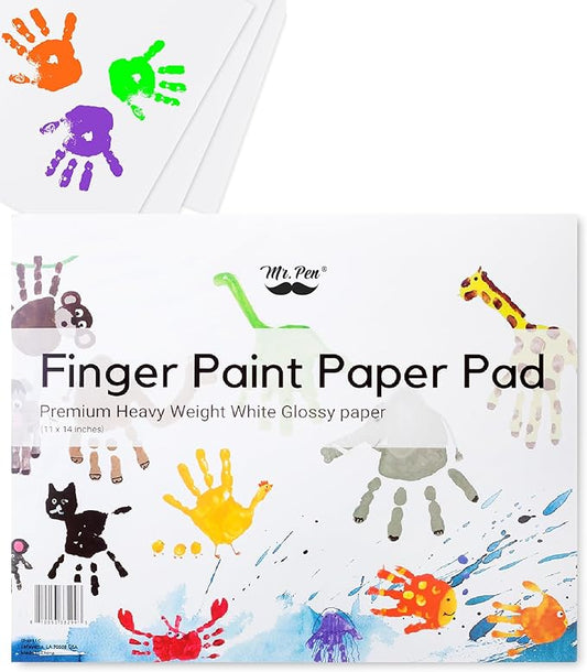 Mr. Pen- Finger Paint Paper Pad for Kids, 11 x 14 Inches, 22 Sheets, Premium Heavyweight White Glossy Paper, Art Paper for Vibrant Finger Painting and Craft Projects