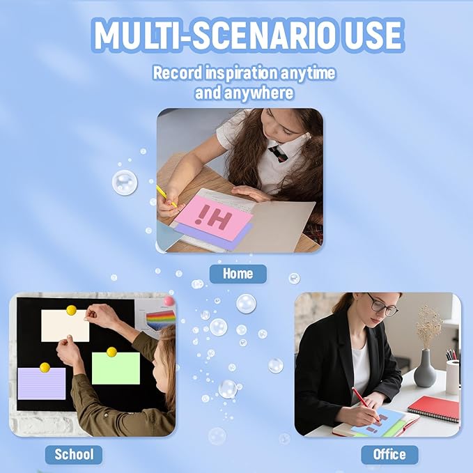 Colored Index Cards 3x5, 300 Pcs Blank Index Cards 3x5, Double-Sided Blank Flashcards, 6 Colors Note Cards 3 x 5, Heavy Bright Flash Cards for Studying, Colored Notecards for Office, School, and Home