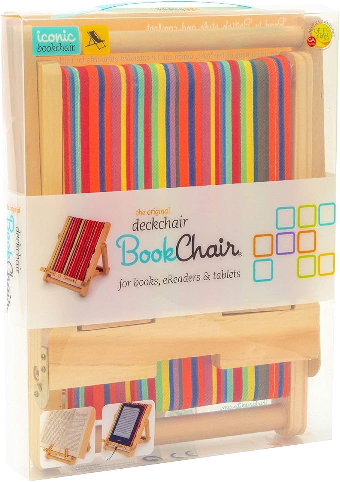 Gifts for Readers & Writers Book Stand Holders Wood Ipad Stand Multistripe, Stylish Wooden Book Holders for Reading Hands Free, Compact and Portable Wooden Cookbook Stands, Textbook Holder