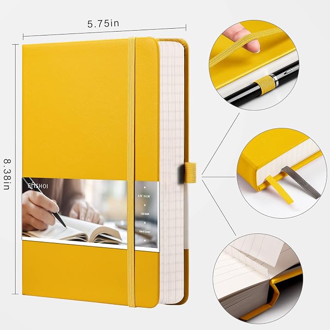 EMSHOI Lined Journal Notebook, 256 Numbered Pages, A5 Size (5.7'' x 8.3'')