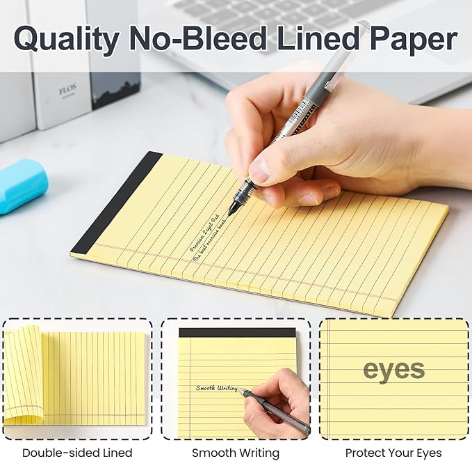 VITEVER Small Note Pads 5x8, [7 Pack] Colorful College Narrow Ruled Legal Pads,Micro Writing Pads Perforated Lined Note Paper for Study, Office, To-Do Lists, 30 Sheet/notepad, Multicolor