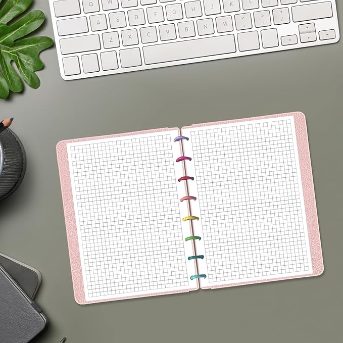 A5 TUL Discbound Grid Refill Paper, 8-Disc Discbound Graph Paper, 100Sheets / 200Pages Loose-Leaf Grid Paper, 100gsm White Paper, 5.8 x 8.3 in