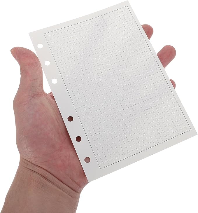 100pcs Loose Leaf Grid Paper Refill Ring Binders Reinforced Thick Planner Filler Pages with Punch for Journals Daily Planning School Projects and Office Organization