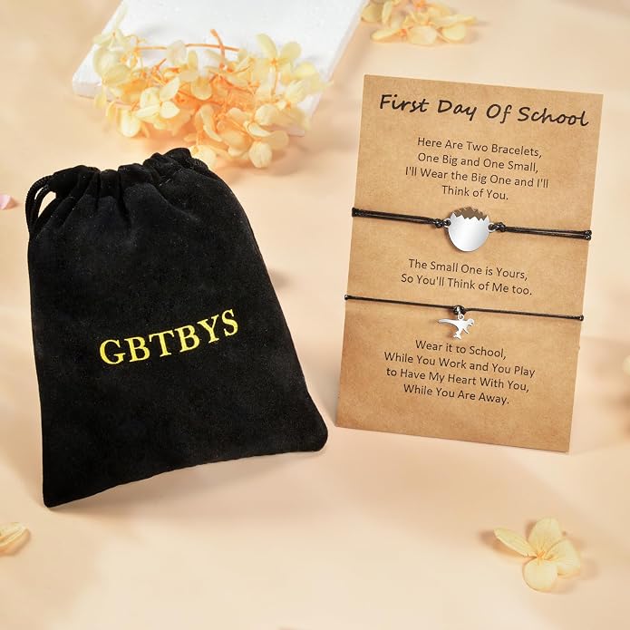 Back to School Gifts Mommy and Me Bracelet First Day of School Matching Wish Bracelets Set for Mother Daughter Son Women Teen Girls Boys Jewelry Gift