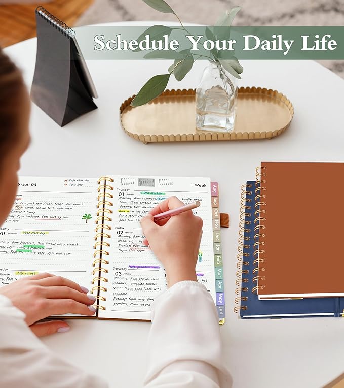 Academic Planner 2026-2027, Hardcover Weekly and Monthly Calendar Planner from July 2026 - June 2027, Daily Agenda Planners with Tabs, College School Organizer for Student Teacher, A5 (6.1" x 8.2"), Brown