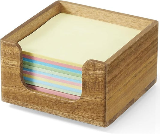 Sticky Note Holder, Acacia Wood Note Dispenser for Office Desk Accessories, Self Stick Note Pad Holder, Memo Pad Holder Dispenser Organizer for School Office Desk Supplies