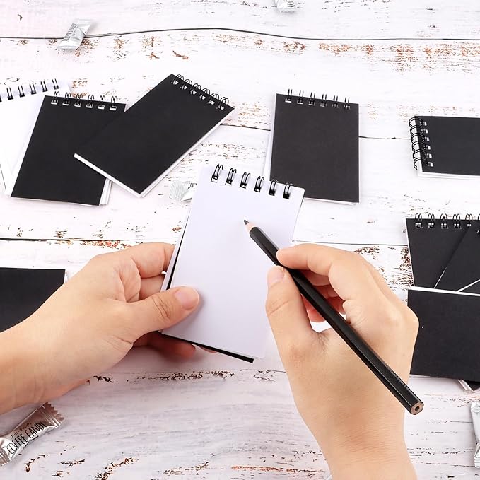 Hooqict 24 Pack Small Pocket Notebook Black Mini Notebooks Party Favors Bulk Spiral Notepads with Lined Pages, Memo Pads Pocket Size for Work, Office, Travel, Classroom, 3.9 x 2.4 Inches