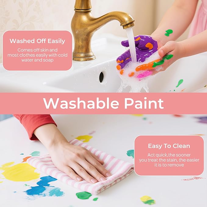 Smallbudi 18 Colors Large Washable Paint Set for Kid (8.45oz,250 ml), Bulk Paint Supplies Non Toxic Children Tempera Paint for Arts & Crafts, DIY, Finger Paint, School Teacher Classroom Must Have
