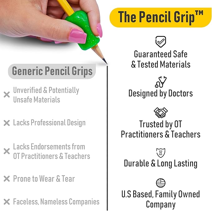 The Pencil Grip Glitter Pencil Grippers 6 Pcs, Pencil Grips for Kids Handwriting, Ergonomic Pen Grip for Righties & Lefties, Pencil Holder for Kids, Toddlers, Adults, Writing Tool with Finger Cushion