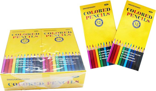 SKKSTATIONERY 144Pcs Colored Pencils, Pre-sharpened, coloring pencils Bulk Back to School Supplies For Teachers 12 Colors, 12pcs/box, Total: 144Pcs.