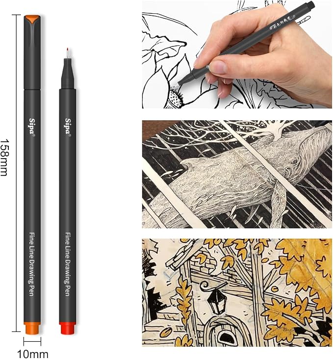 Sipa 36 Colored Fineliner Pens for Journaling, 0.38mm Fine Point Tip