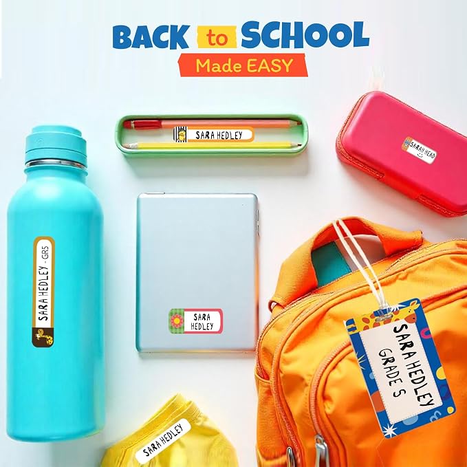 The Ultimate School Label Pack - 218 Waterproof Name Labels for Kids School Stuff, Name Tags for Clothes, Book Stickers & Bag Tags, No Iron Fabric & Iron on Clothing Labels for Kids, InstaLabels