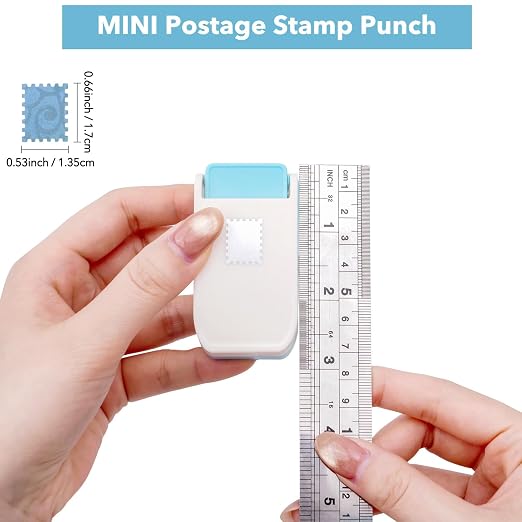 3Pcs Stamp Punch, Rectangle Postage Stamp Shape Punch, 1.5X1.25inch, 1X0.8inch, 0.66X0.53 inch Stamp Puncher, Lever Craft Hole Cutter Paper Punches for Crafting DIY Scrapbooking Card Making Journaling