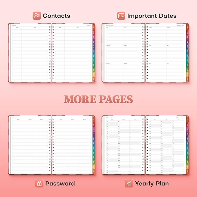 Planner 2026-2027 Monthly and Weekly Academic Planner July 2026 - June 2027, Hardcover Calendar 2026-2027 Agenda Daily Planner for Student Teacher School Office Supplies, 7.4" x 10.2", Pink Checkered