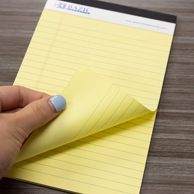 BAZIC Products Note Pads, 2 Perforated Writing Pads, 5" x 8", Ruled