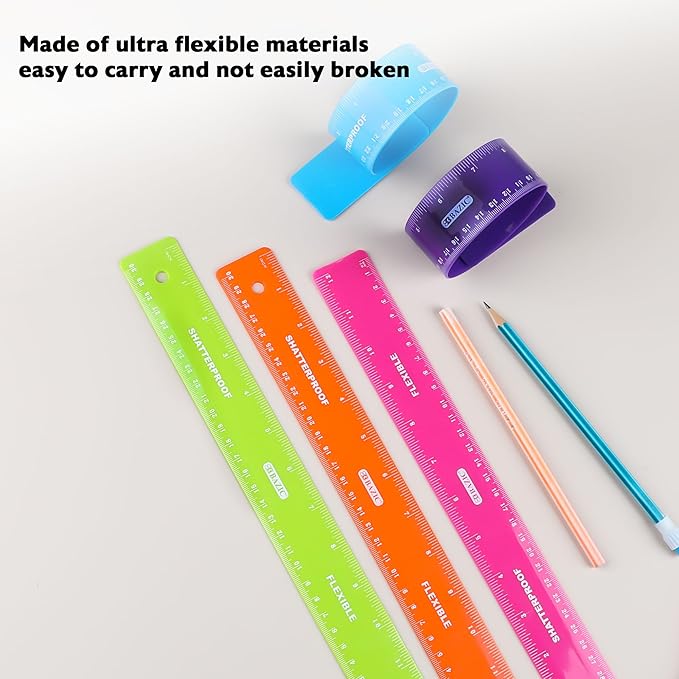 BAZIC Products Shatterproof Flexible Curve Ruler 12" (30cm), Inches Centimeter Metric Measuring Drafting Rulers, 288-Packs