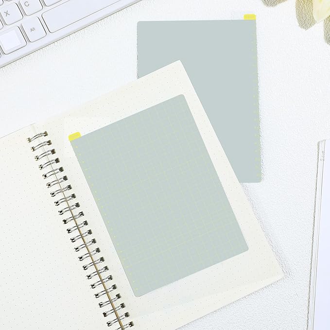 Thenshop 5 Pack A5 Gray x Yellow Pencil Board Reusable Notebook Accessory, Flexibility Layout Grids with Ruler Scale