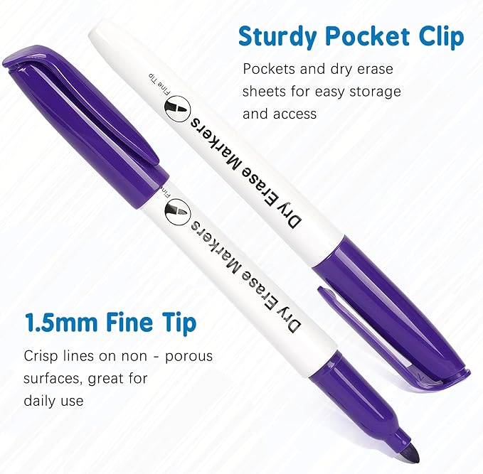 Duchong 144 Count Dry Erase Markers Bulk, 12 Assorted Colors, Fine Tip Whiteboard Markers for Kids Teachers, Dry Erase Pens Bulk Pack for Classroom Home, Back to School Supplies