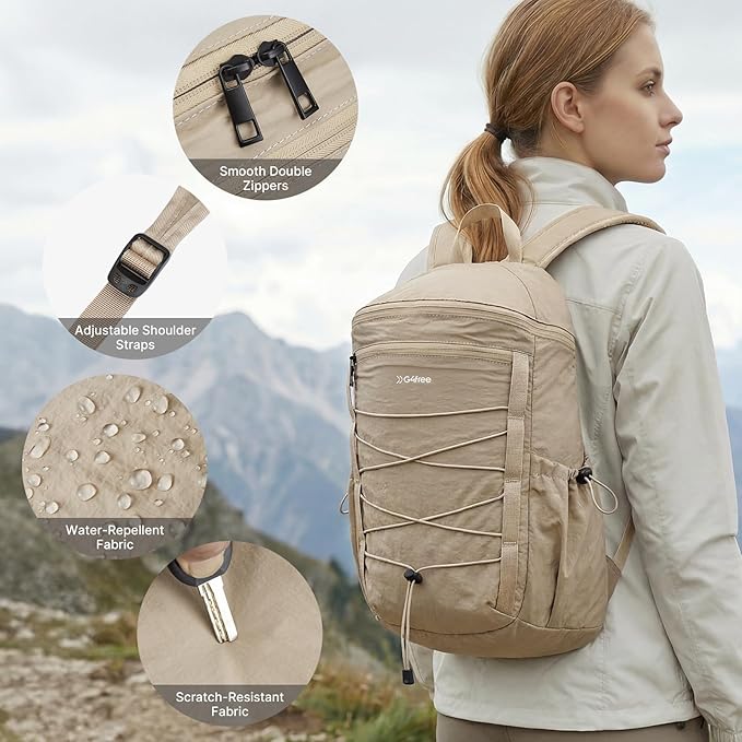 G4Free 20L Hiking Travel Backpack for Women Men | Lightweight Backpacks with Luggage Trolley Strap, Daypack for Outdoor Daily Camping