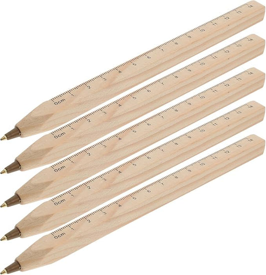 Ciieeo 12pcs Black Wooden Ballpoint Pens with Fine Tip, Biodegradable Natural Wood Construction Marking Pens for Smooth Writing and Woodwork Supplies in Office and School Use