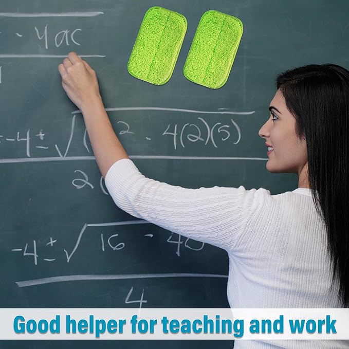 2 Packs Chalkboard Eraser - Washable Reusable Microfiber Eraser Cleaning Chalk/Markers/Duster Tool in Home Classroom Office Attached 2 Pcs Microfiber Cloth WP03