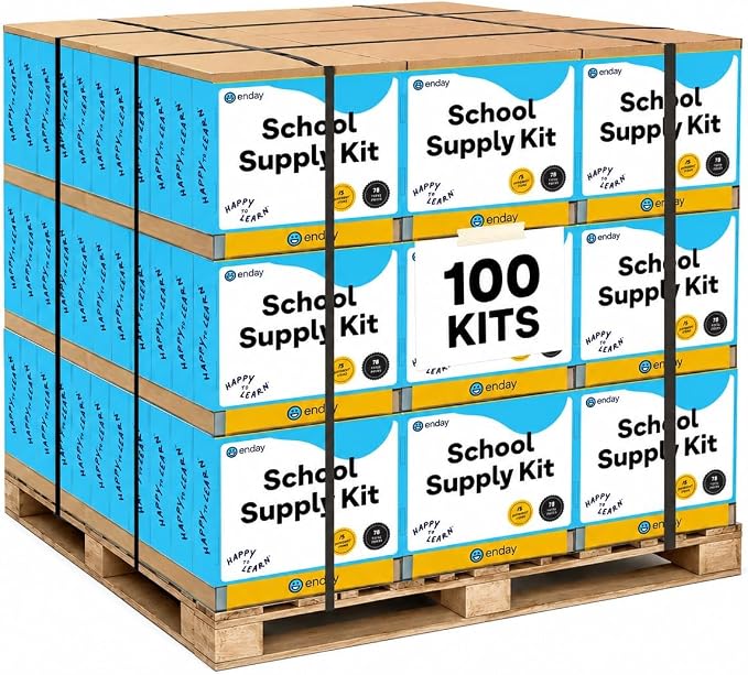 Enday Back to School Supplies Kit - Grades K-5, 83 Piece Back to School Supplies Kit, Kindergarten School Supplies Kids for Girls & Boys (100 Kits)
