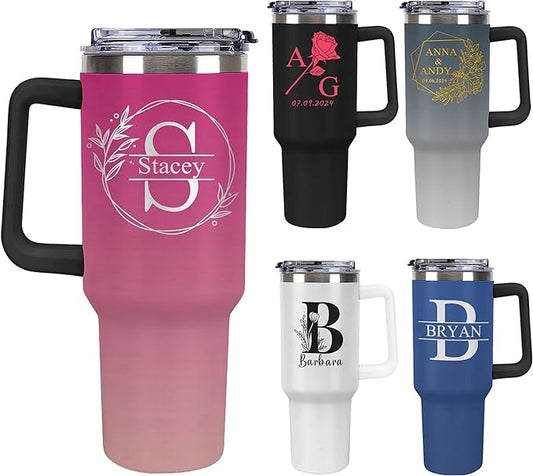 Personalized Tumbler Custom Vacuum Insulated Travel Mug Customizable Coffee Cup with Your Photos and Text Christmas Birthday Gift (40oz Design 6)