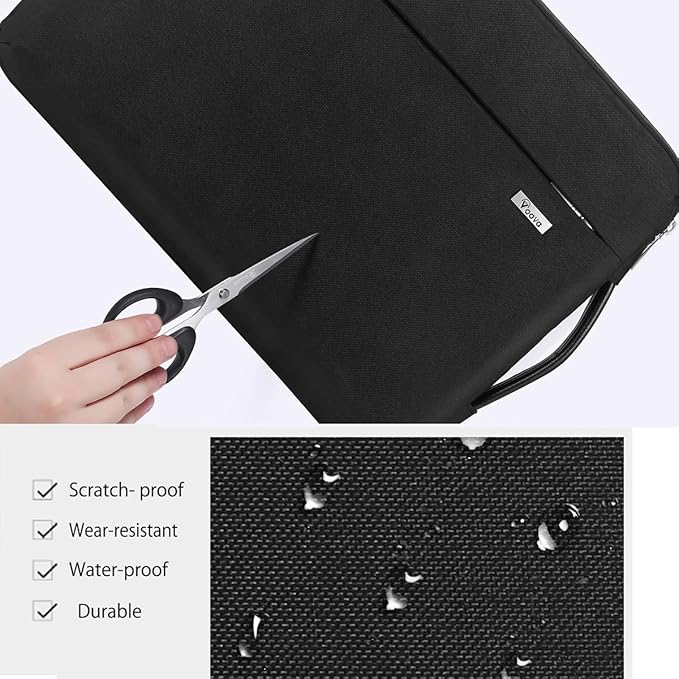 Voova Laptop Sleeve Case 14 15 Inch with Handle, 360° Protective Waterproof Slim Computer Bag Cover Compatible with MacBook Air 15 M2/M3/M4 2024-2025, MacBook Pro 14/15, Hp Chromebook 14, Black