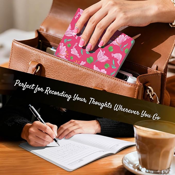 Stitched Composition Notebooks 2-Pack with Unique Art Designed Cover, A5 Lined Diary (8.2"L*5.5"W), Lay Flat Design, Thicked Paper Writes Smoothly for School and Office (Bauhinia)