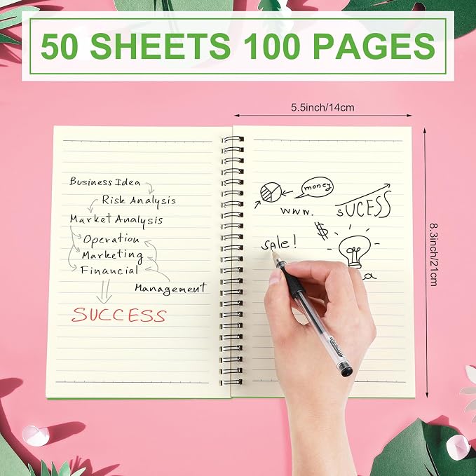 Yahenda 18 Pcs Spiral Notebooks, 1 Subject, Wide Ruled, Pink,Light Green