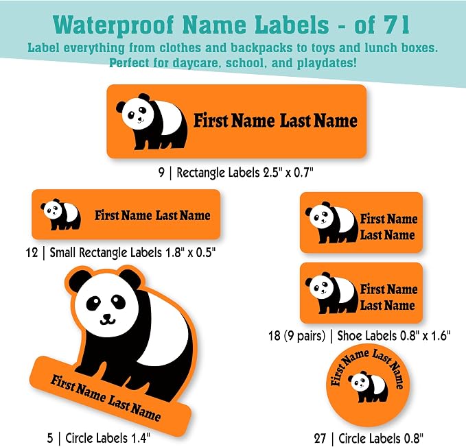 Personalized Daycare Name Labels for Kids (71 Labels) - Custom Durable Waterproof Name Stickers for Clothing Tags, Water Bottles, Lunch Boxes, and School Supplies - Dishwasher, Washer