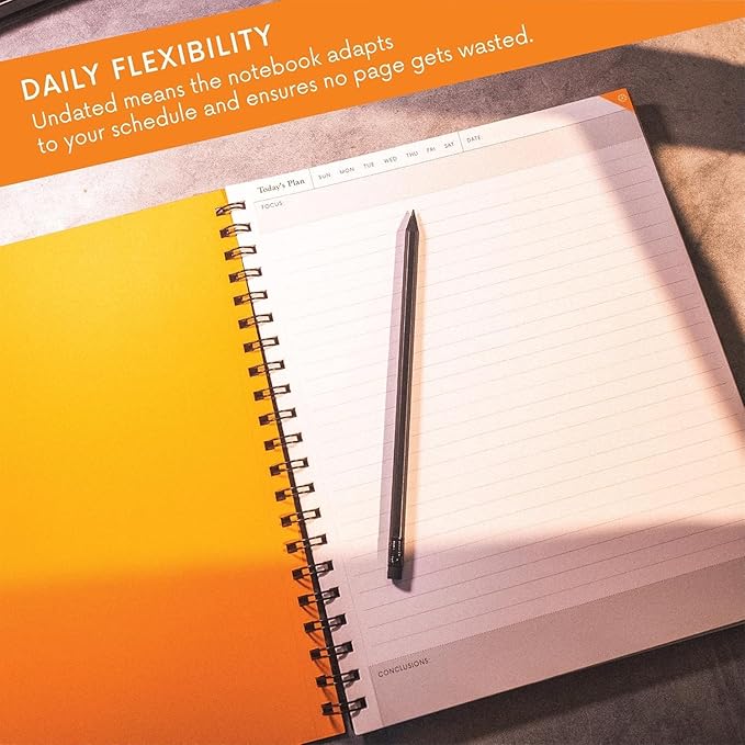 Notsu Undated Daily Planner Notebook | Minimalist Productivity Planner with To Do List, Agenda, Dot Grid, Lined, Notes sections | Premium Thick Paper 120 gsm, 100 Pages, A5 Size