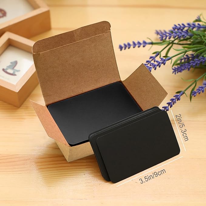 VANRA 300 Small Blank Cards 3.5x2 inches Color Cardstock Study Flash Cards Index Cards, Unruled with Rounded Corners (Black, 300/Pack)