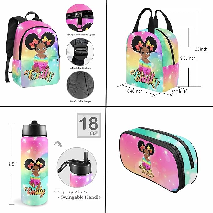 M YESCUSTOM Custom Girls Backpack with Name Personalized Elementary High School Bookbag Girl, Shoulder Bag for Girls Kids Teen Multi Color Travel Backpack Casual Daypack Bag for School College Camping