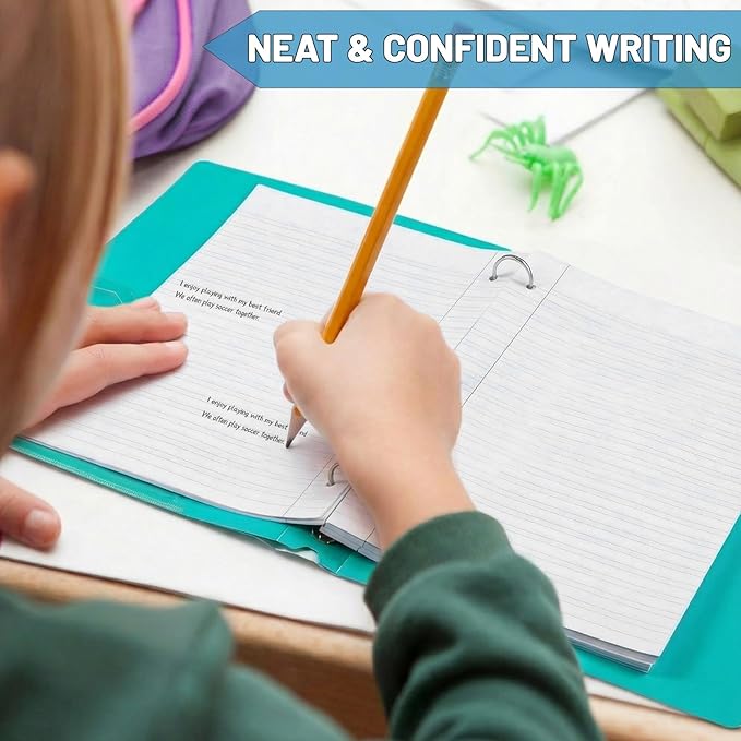 200 Sheets Handwriting Practice Lined Paper 8.5 x 11" Double Lined Notebook Paper Loose Leaf Exercises Composition for 3 Ring Binder for Kids Kindergarten Adult Writing