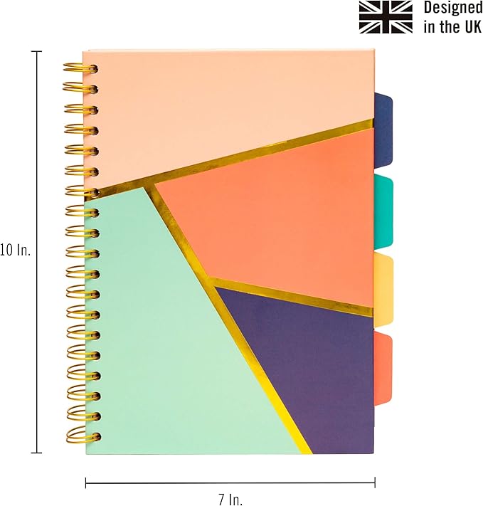 Pukka Pad, Carpe Diem 5-Subject Double Spiral Bound Notebook 12-Pack with Repositionable Dividers - 200 Pages of 80GSM Paper with Perforated Edges – Floral Love, B5 10 X 7in