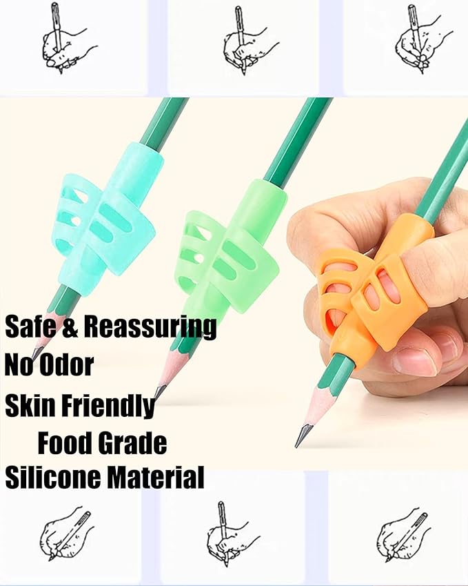 Pencil Grips for Kids Handwriting,10 Pack Silicone Pencil Grippers Holder Posture Correction for Preschooler Training, Pen Writing Aid Tool for Preschooler Kids Students (10 Pcs-Multicolor)