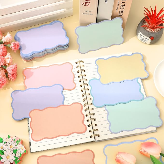 Whaline 120 Pack Pastel Index Cards 3 x 5 Inch Cardstock Flashcard Colorful Scalloped Blank Index Cards for Note-taking Studying Organizing School Office Supplies