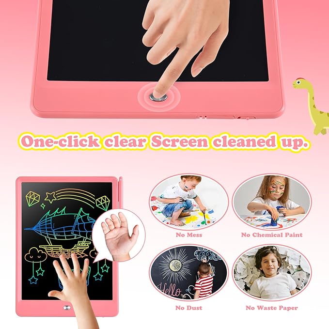 EooCoo LCD Writing Tablet for Kids, Road Trip Essentials 10 Inch Kids Drawing Pad, No Mess Coloring Books for Toddler, Travel Toys Car Airplane Activities, Birthday Gifts for 3-8 Years Old Girls Boys