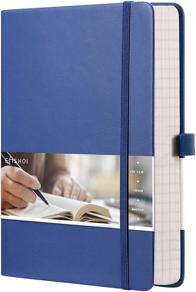 EMSHOI Lined Journal Notebook, 256 Numbered Pages, A5 Size (5.7'' x 8.3'')