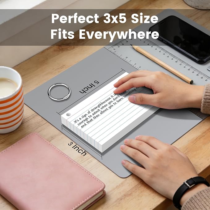 300 Count Index Cards 3 x 5 Inch White Flash Cards with Ring, Heavy Flashcards College Ruled Home Organization, Durable Study To Do List Note Cards with Ruled Lines for Office & School Supplies